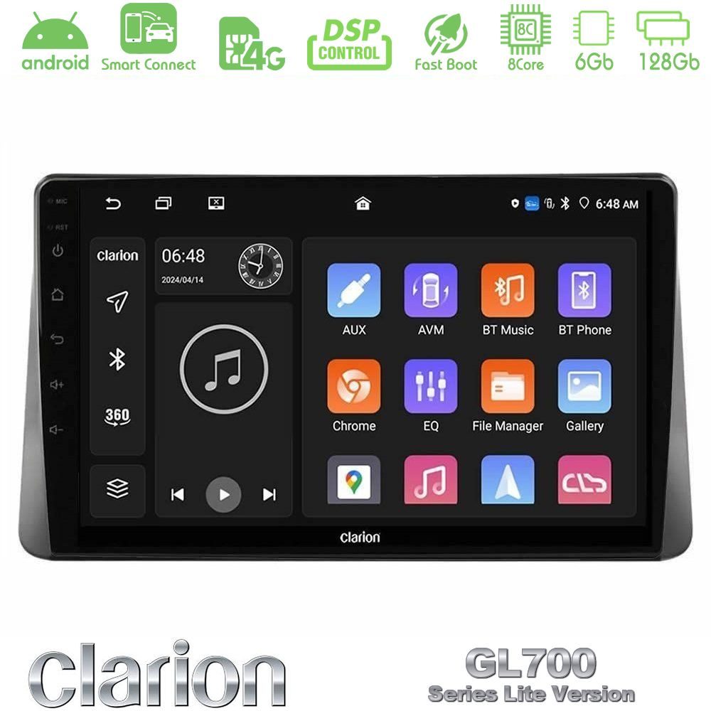 Clarion GL700 Lite Series 8Core Android ClarionOS 6+128GB Ford Focus 2019-> Navigation Multimedia Tablet 9" Με Carplay & Android Auto
