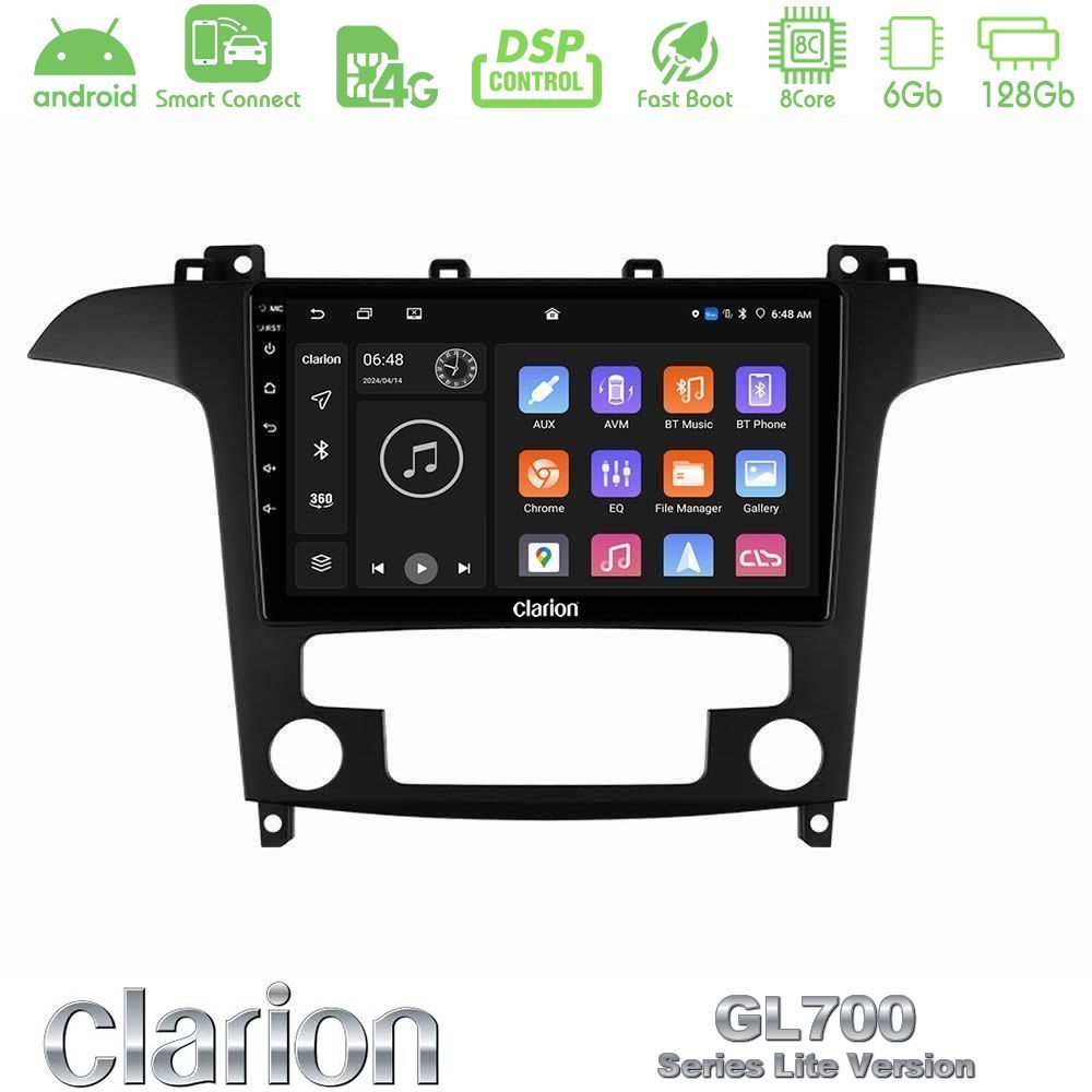 Clarion GL700 Lite Series 8Core Android ClarionOS 6+128GB Ford S-Max 2006-2012 Navigation Multimedia Tablet 9" Με Carplay & Android Auto