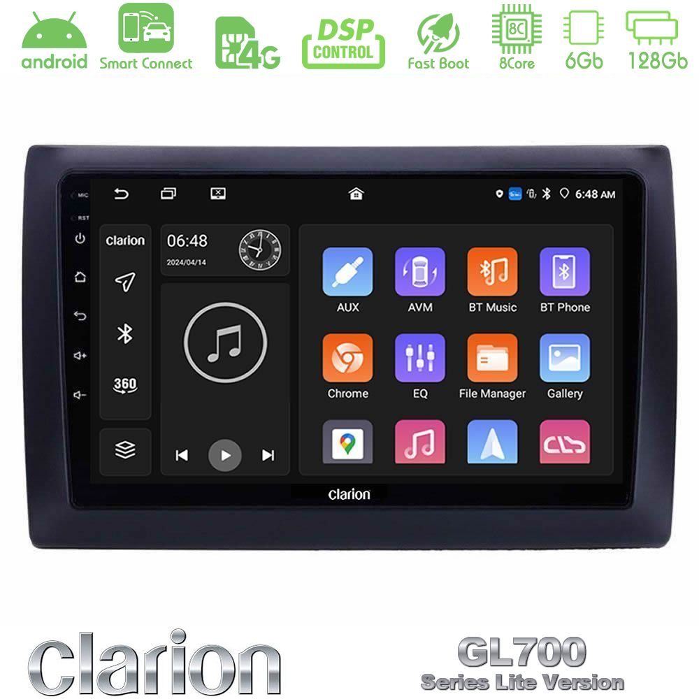 Clarion GL700 Lite Series 8Core Android ClarionOS 6+128GB Fiat Stilo Navigation Multimedia Tablet 9" Με Carplay & Android Auto