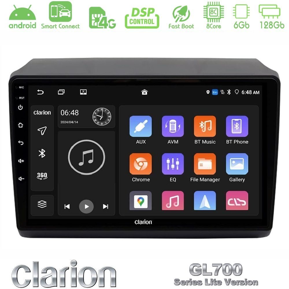 Clarion GL700 Lite Series 8Core Android ClarionOS 6+128GB Fiat Ducato/Citroen Jumper/Peugeot Navigation Multimedia Tablet 9" Με Carplay & Android Auto