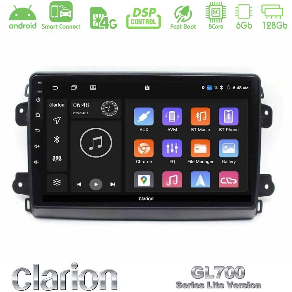 Clarion GL700 Lite Series 8Core Android ClarionOS 6+128GB Citroen/Fiat/Opel Navigation Multimedia Tablet 9" Με Carplay & Android Auto