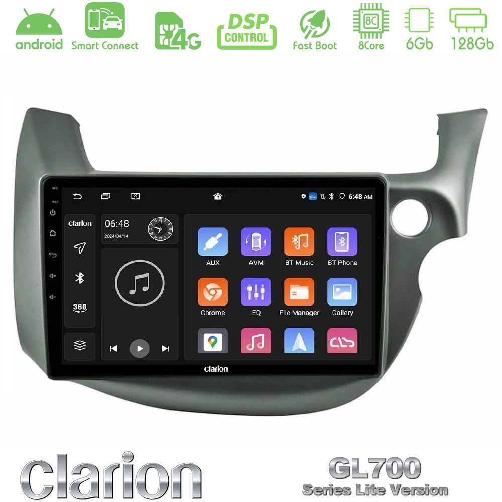Clarion GL700 Lite Series 8Core Android ClarionOS 6+128GB Honda Jazz (Fit) 2009-2013 RHD Navigation Multimedia Tablet 10" Με Carplay & Android Auto