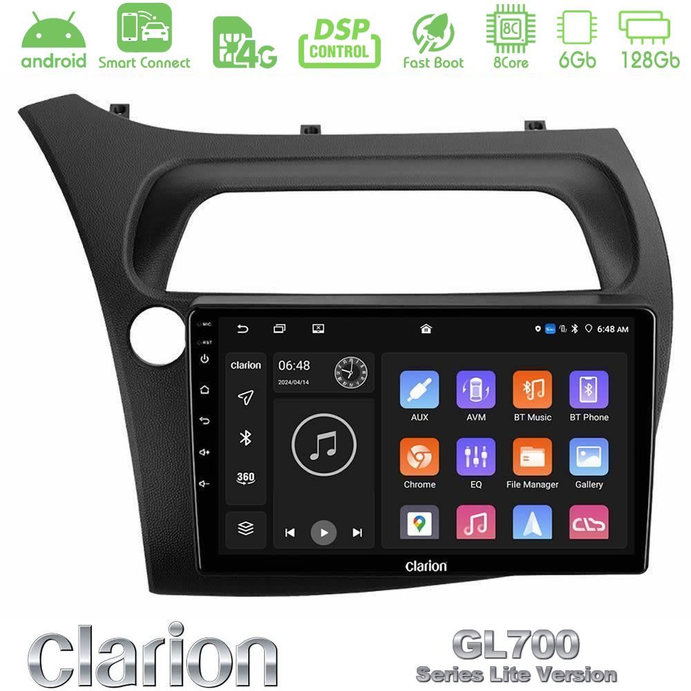 Clarion GL700 Lite Series 8Core Android ClarionOS 6+128GB Honda CiviC Hatchback 2006-2011 Navigation Multimedia Tablet 9" Με Carplay & Android Auto