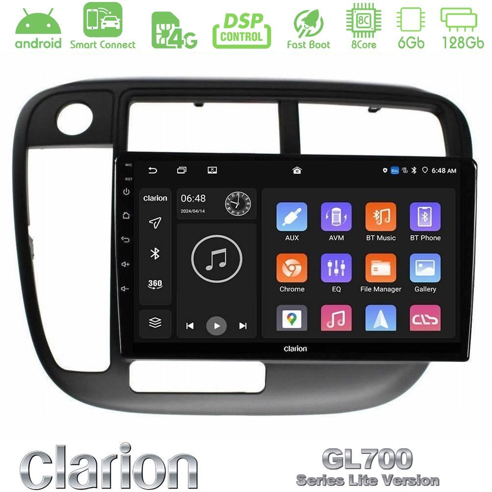 Clarion GL700 Lite Series 8Core Android ClarionOS 6+128GB Honda Civic 1995-2001 Navigation Multimedia Tablet 9" Με Carplay & Android Auto