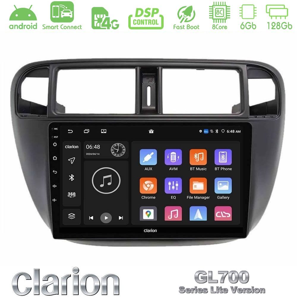 Clarion GL700 Lite Series 8Core Android ClarionOS 6+128GB Honda Civic 1995-2001 Navigation Multimedia Tablet 9" Με Carplay & Android Auto