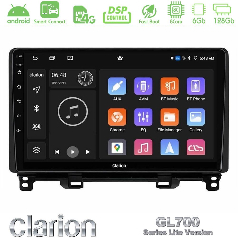 Clarion GL700 Lite Series 8Core Android ClarionOS 6+128GB Honda Jazz RHD 2021-2025 Navigation Multimedia Tablet 10" Με Carplay & Android Auto