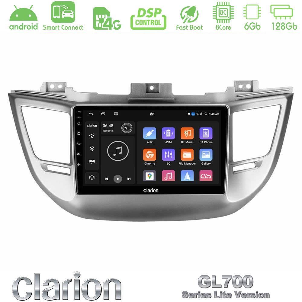 Clarion GL700 Lite Series 8Core Android ClarionOS 6+128GB Hyundai Tucson 2015-2018 Navigation Multimedia Tablet 9" Με Carplay & Android Auto