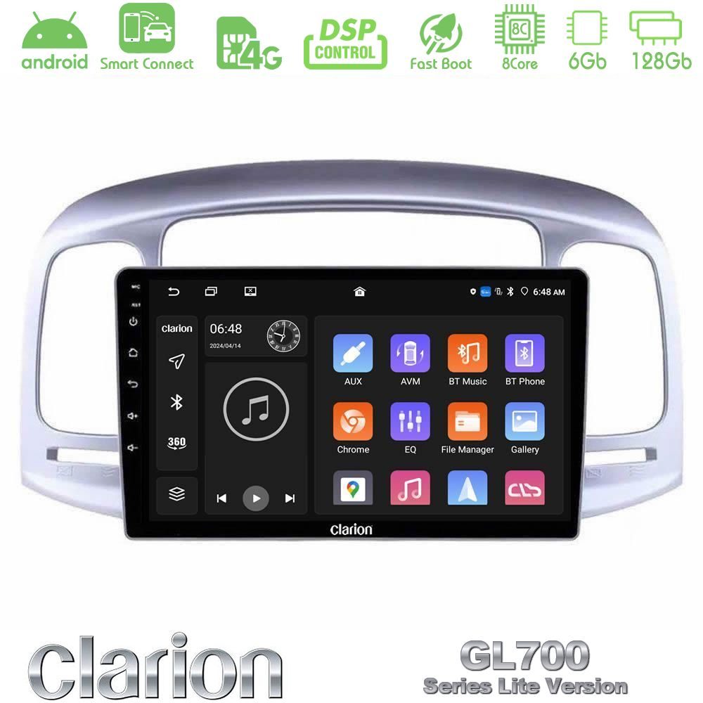 Clarion GL700 Lite Series 8Core Android ClarionOS 6+128GB Hyundai Accent 2006-2011 Navigation Multimedia Tablet 9" Με Carplay & Android Auto