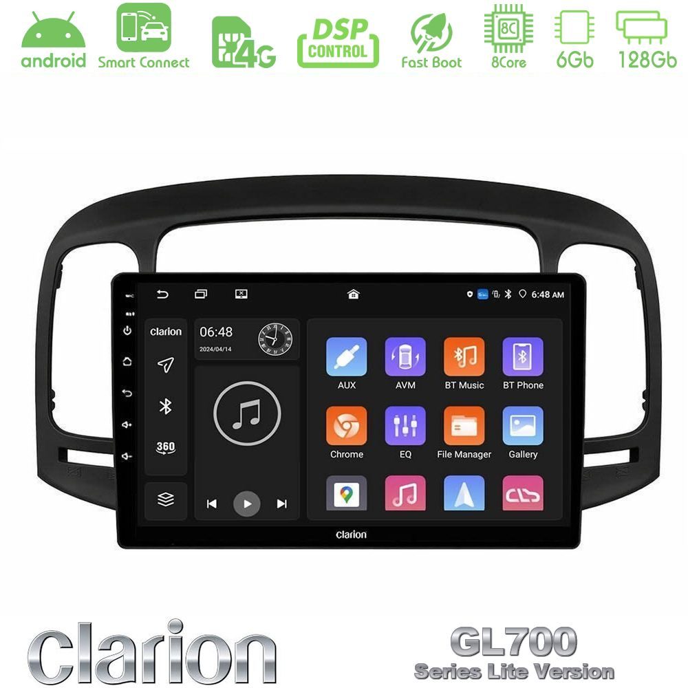 Clarion GL700 Lite Series 8Core Android ClarionOS 6+128GB Hyundai Accent 2006-2011 Navigation Multimedia Tablet 9" Με Carplay & Android Auto