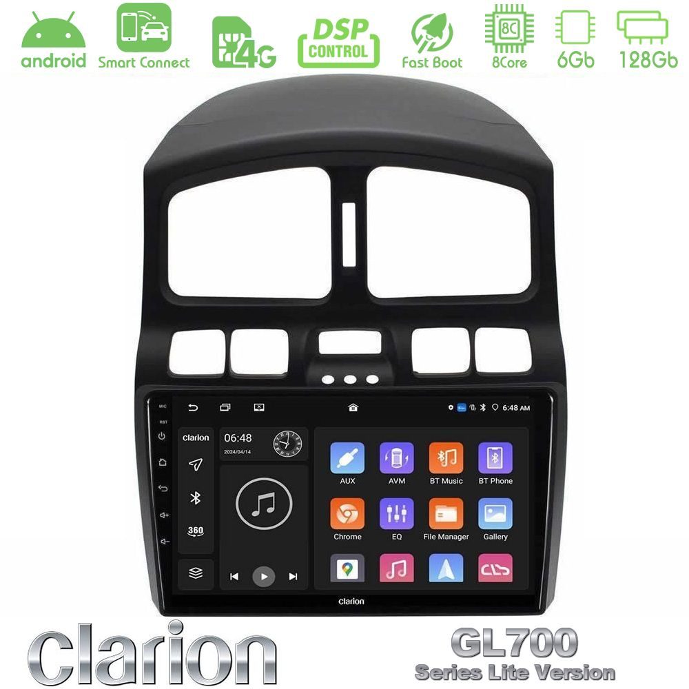 Clarion GL700 Lite Series 8Core Android ClarionOS 6+128GB Hyundai Santa Fe 2000-2006 Navigation Multimedia Tablet 9" Με Carplay & Android Auto