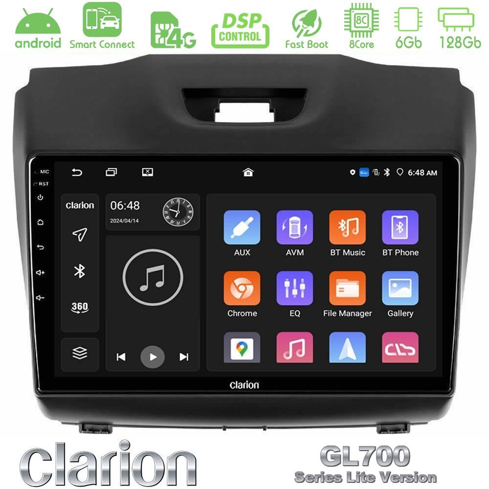 Clarion GL700 Lite Series 8Core Android ClarionOS 6+128GB Isuzu D-MAX 2012-2019 Navigation Multimedia Tablet 9" Με Carplay & Android Auto