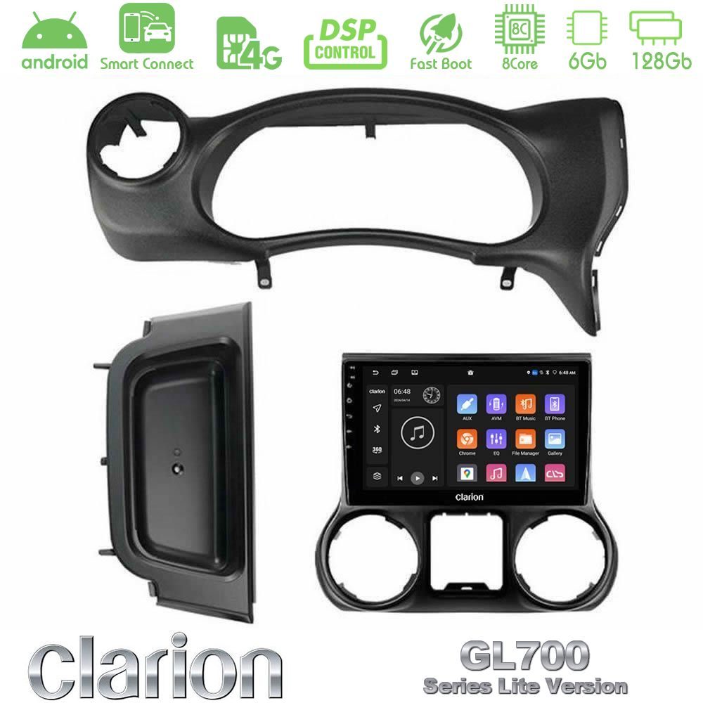 Clarion GL700 Lite Series 8Core Android ClarionOS 6+128GB Jeep Wrangler 2014-2017 Navigation Multimedia Tablet 10" Με Carplay & Android Auto