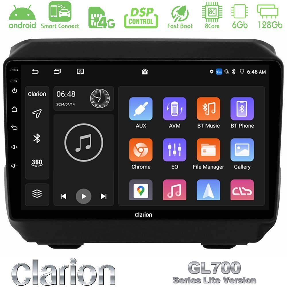 Clarion GL700 Lite Series 8Core Android ClarionOS 6+128GB Jeep Wrangler 2018-> Navigation Multimedia Tablet 9" Με Carplay & Android Auto