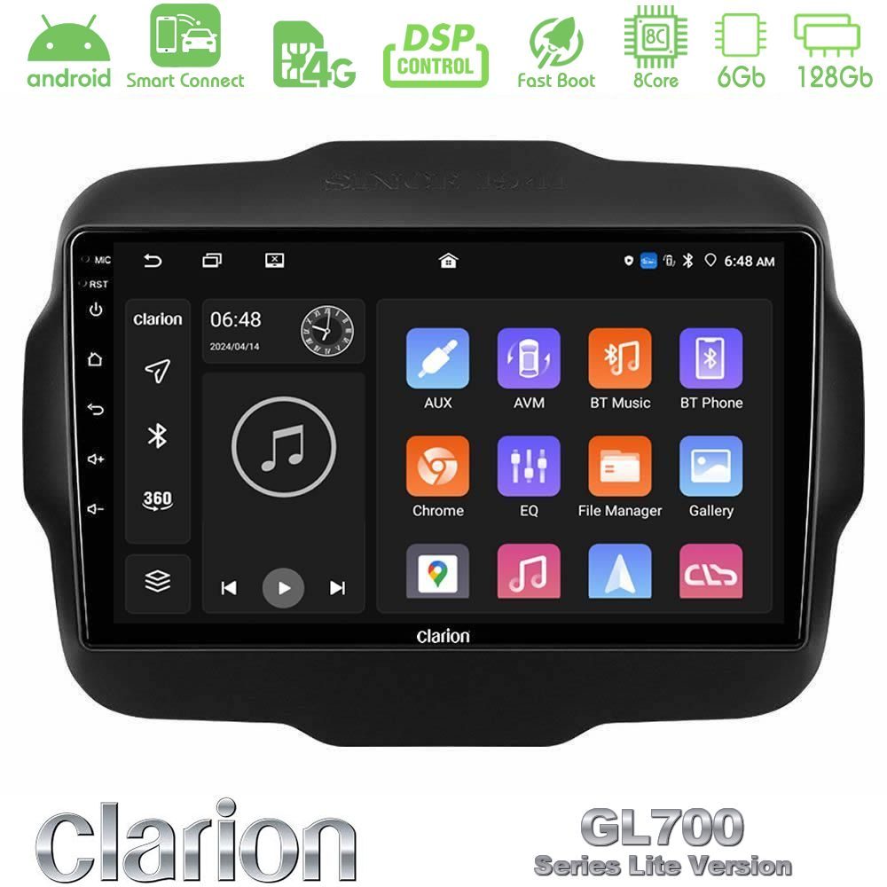 Clarion GL700 Lite Series 8Core Android ClarionOS 6+128GB Jeep Renegade 2015-2019 Navigation Multimedia Tablet 9" Με Carplay & Android Auto