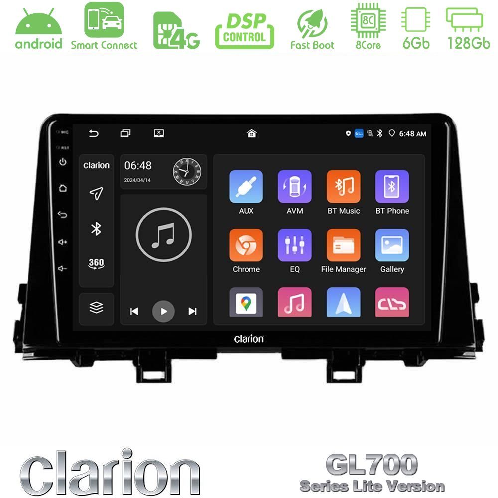 Clarion GL700 Lite Series 8Core Android ClarionOS 6+128GB Kia Picanto 2017-2021 Navigation Multimedia Tablet 9" Με Carplay & Android Auto