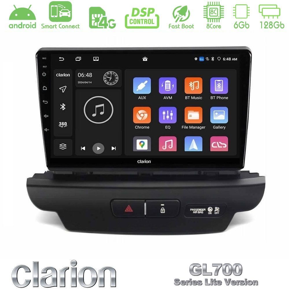 Clarion GL700 Lite Series 8Core Android ClarionOS 6+128GB Kia Ceed 2018-2023 Navigation Multimedia Tablet 9" Με Carplay & Android Auto (Low Version)