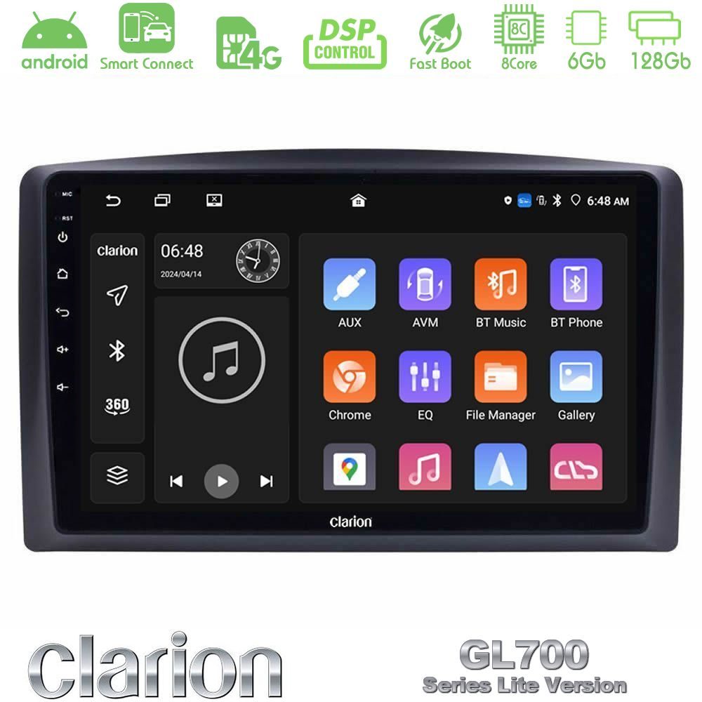Clarion GL700 Lite Series 8Core Android ClarionOS 6+128GB Mercedes Vito 2015-2021 Navigation Multimedia Tablet 10" Με Carplay & Android Auto
