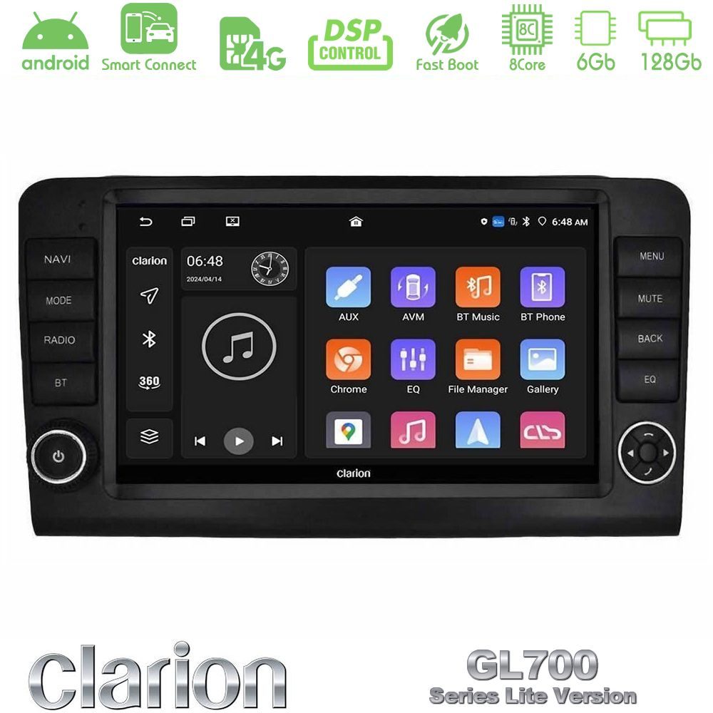 Clarion GL700 Lite Series 8Core Android ClarionOS 6+128GB Mercedes ML/GL Class W164 2006-2011 Navigation Multimedia Tablet 9" Με Carplay & Android Auto (OEM Look)