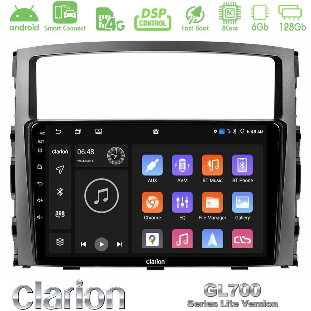 Clarion GL700 Lite Series 8Core Android ClarionOS 6+128GB Mitsubishi Pajero 2008-2009 Navigation Multimedia Tablet 9" Με Carplay & Android Auto
