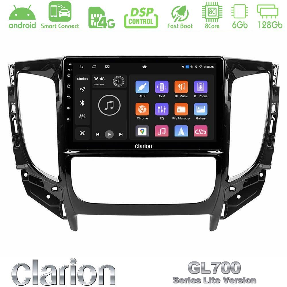 Clarion GL700 Lite Series 8Core Android ClarionOS 6+128GB Mitsubishi L200 2016-> & Fiat Fullback (Auto A/C) Navigation Multimedia Tablet 9" Με Carplay & Android Auto