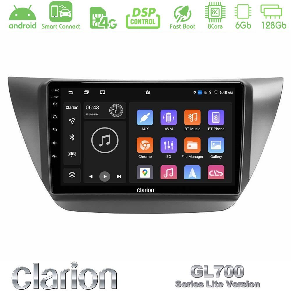 Clarion GL700 Lite Series 8Core Android ClarionOS 6+128GB Mitsubishi Lancer 2004 – 2008 Navigation Multimedia Tablet 9" Με Carplay & Android Auto