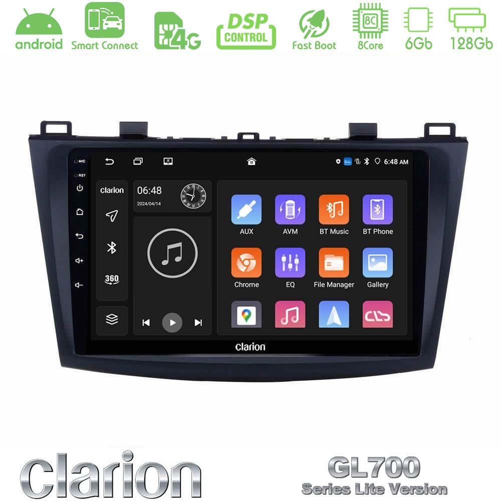 Clarion GL700 Lite Series 8Core Android ClarionOS 6+128GB Mazda 3 2009-2014 Navigation Multimedia Tablet 9" Με Carplay & Android Auto