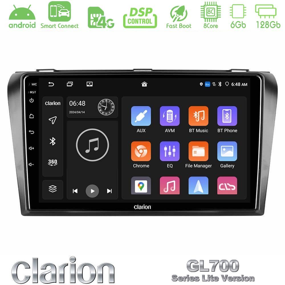 Clarion GL700 Lite Series 8Core Android ClarionOS 6+128GB Mazda 3 2004-2009 Navigation Multimedia Tablet 9" Με Carplay & Android Auto