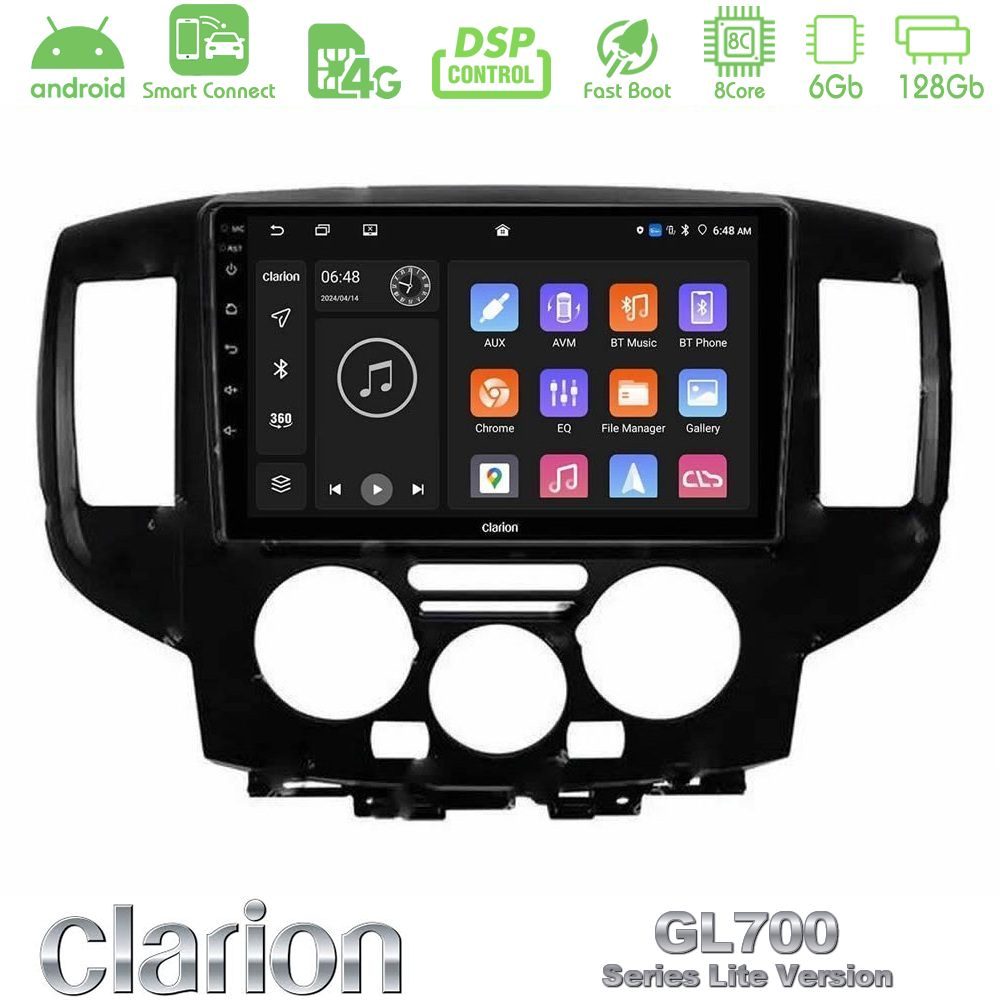 Clarion GL700 Lite Series 8Core Android ClarionOS 6+128GB Nissan NV200 2009 – 2019 Navigation Multimedia Tablet 9" Με Carplay & Android Auto (Μαύρο)