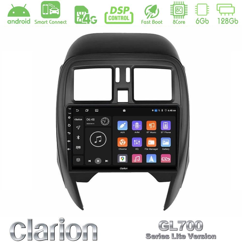 Clarion GL700 Lite Series 8Core Android ClarionOS 6+128GB Nissan Micra 2013-2016 Navigation Multimedia Tablet 9" Με Carplay & Android Auto