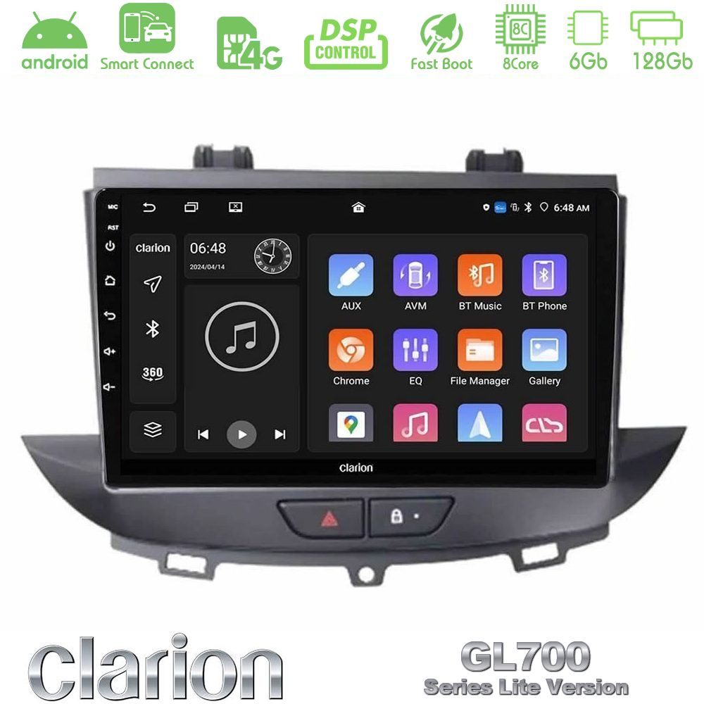 Clarion GL700 Lite Series 8Core Android ClarionOS 6+128GB Opel Grandland/Crossland X Navigation Multimedia Tablet 9" Με Carplay & Android Auto