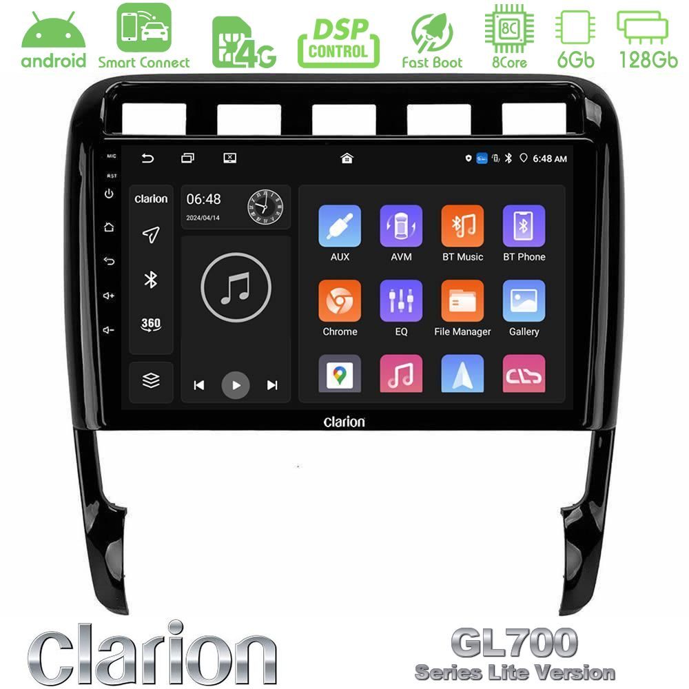 Clarion GL700 Lite Series 8Core Android ClarionOS 6+128GB Porsche Cayenne 2003-2010 Navigation Multimedia Tablet 9" Με Carplay & Android Auto