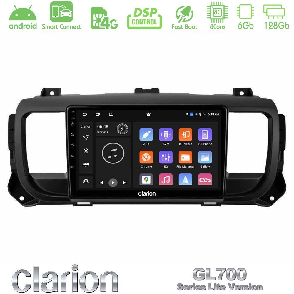 Clarion GL700 Lite Series 8Core Android ClarionOS 6+128GB Citroen/Peugeot/Opel/Toyota Navigation Multimedia Tablet 9" Με Carplay & Android Auto