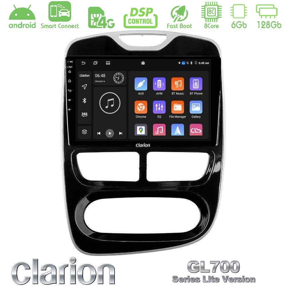 Clarion GL700 Lite Series 8Core Android ClarionOS 6+128GB Renault Clio 2012-2016 Navigation Multimedia Tablet 9" Με Carplay & Android Auto