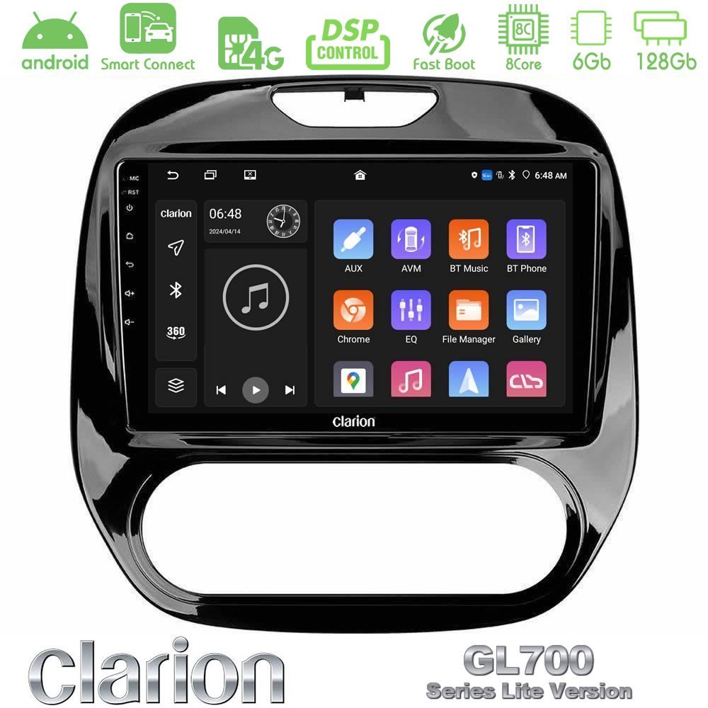 Clarion GL700 Lite Series 8Core Android ClarionOS 6+128GB Renault Captur 2013-2019 (Manual AC) Navigation Multimedia Tablet 9" Με Carplay & Android Auto