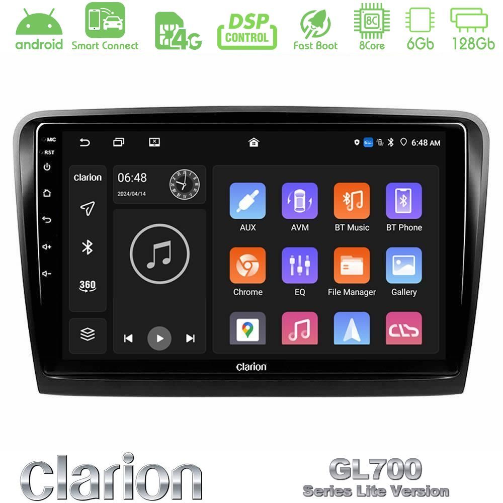Clarion GL700 Lite Series 8Core Android ClarionOS 6+128GB Skoda Superb 2008-2015 Navigation Multimedia Tablet 10" Με Carplay & Android Auto