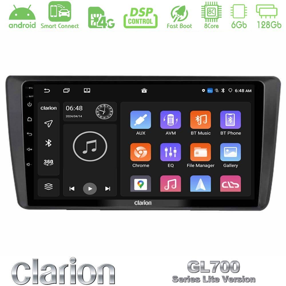 Clarion GL700 Lite Series Skoda Octavia 2004-2012 8Core Android ClarionOS 6+128GB Navigation Multimedia Tablet 9" Με Carplay & Android Auto