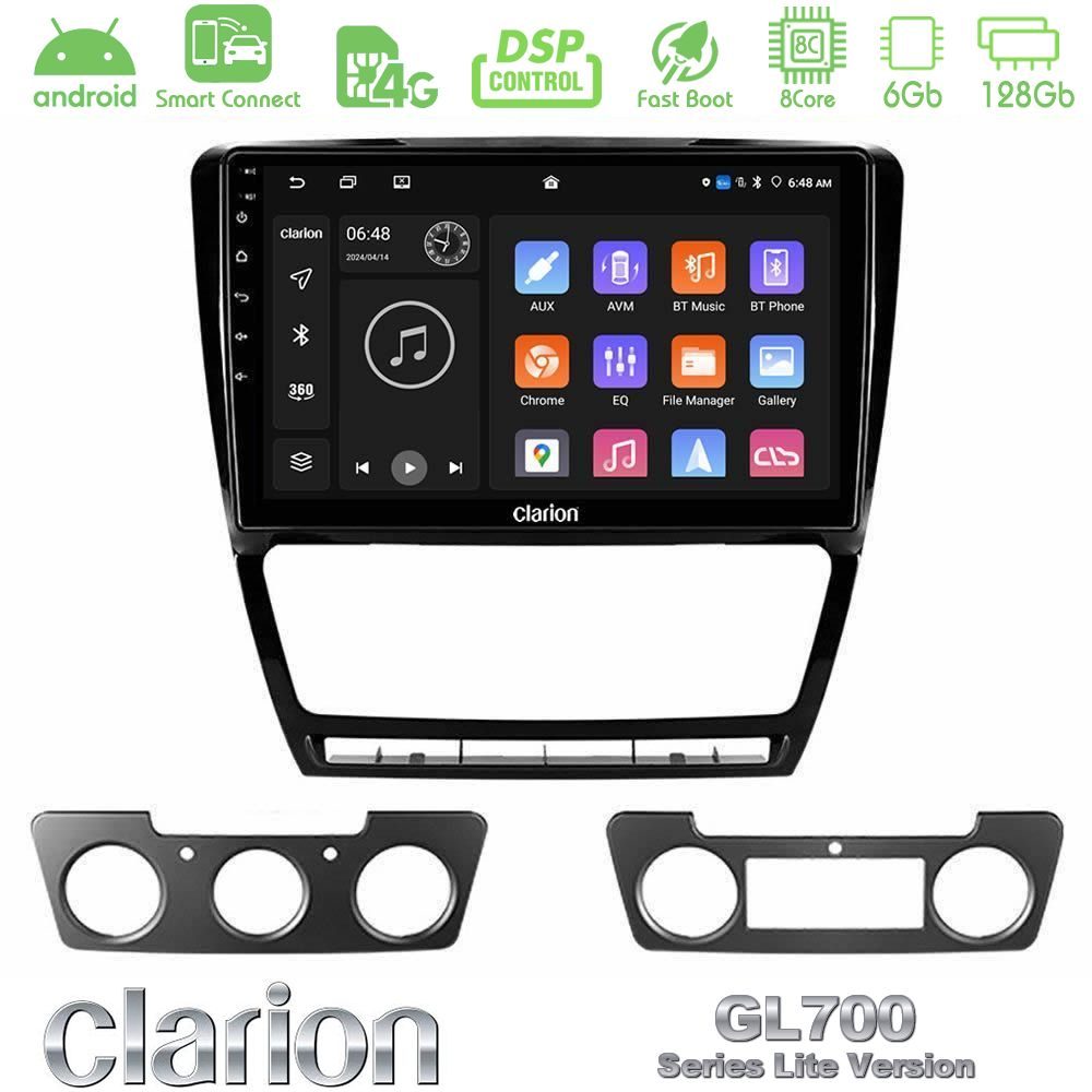 Clarion GL700 Lite Series 8Core Android ClarionOS 6+128GB Skoda Octavia 5 Navigation Multimedia Tablet 10" Με Carplay & Android Auto