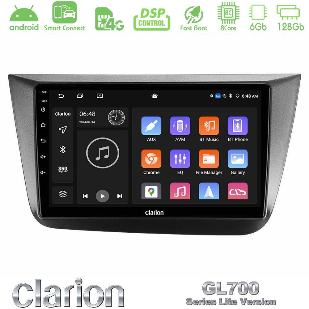 Clarion GL700 Lite Series 8Core Android ClarionOS 6+128GB Seat Altea 2004-2015 Navigation Multimedia Tablet 9" Με Carplay & Android Auto