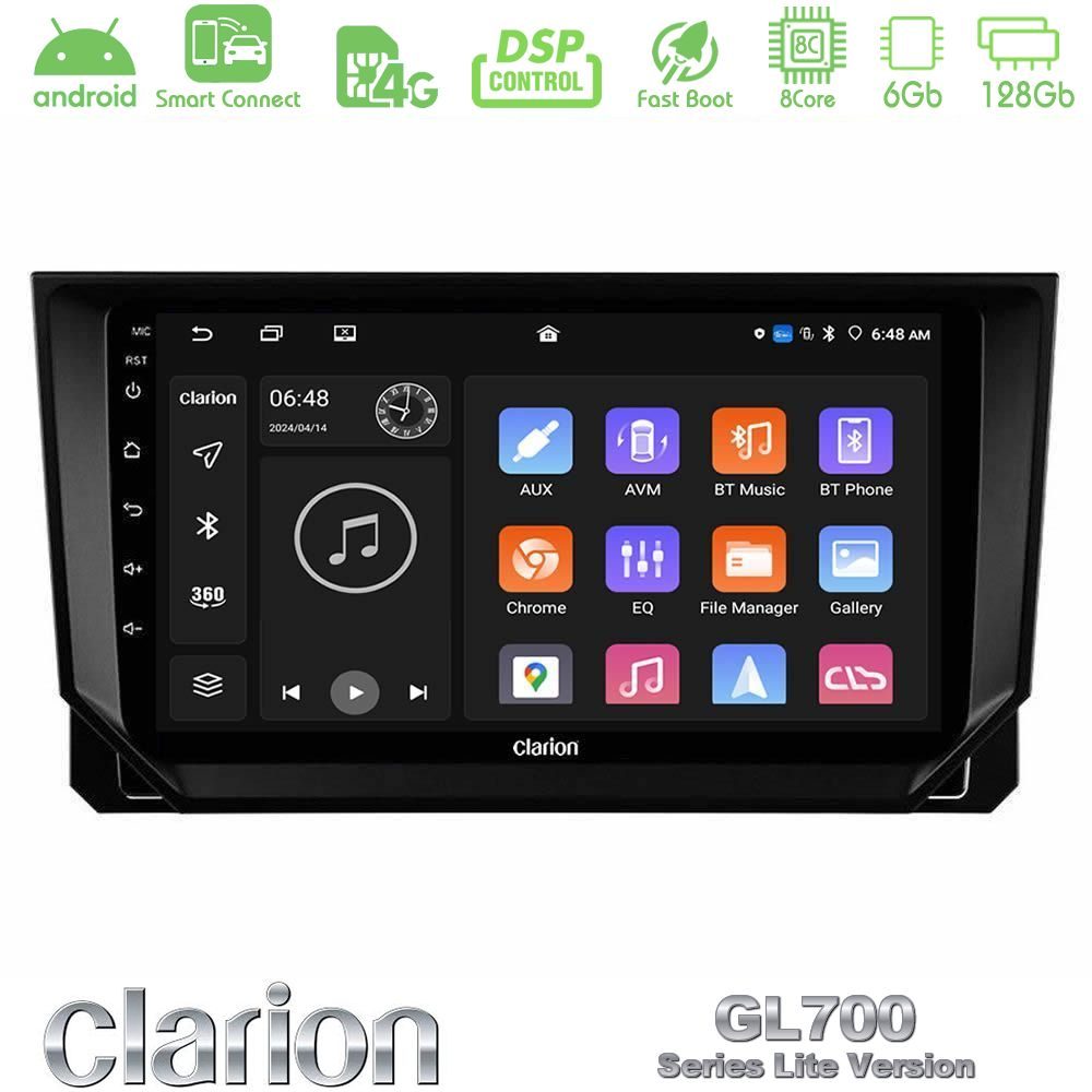 Clarion GL700 Lite Series 8Core Android ClarionOS 6+128GB Seat Arona/Ibiza Navigation Multimedia Tablet 9" Με Carplay & Android Auto