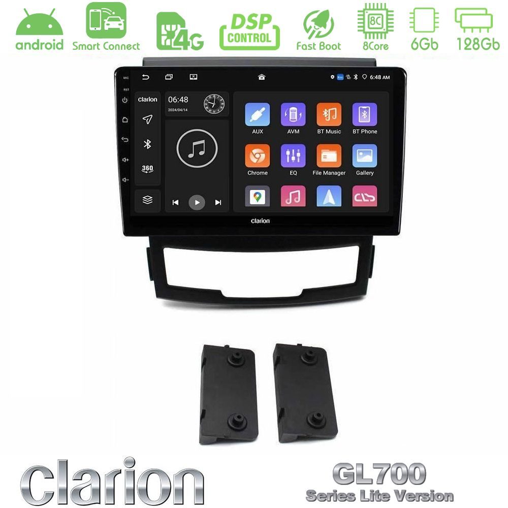 Clarion GL700 Lite Series 8Core Android ClarionOS 6+128GB Ssangyong Korando 2010-2014 Navigation Multimedia Tablet 9" Με Carplay & Android Auto
