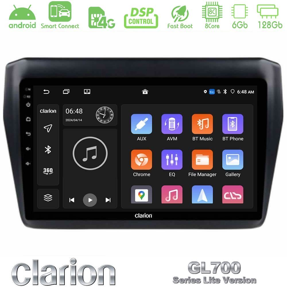 Clarion GL700 Lite Series 8Core Android ClarionOS 6+128GB Suzuki Swift 2017-2023 Navigation Multimedia Tablet 9" Με Carplay & Android Auto