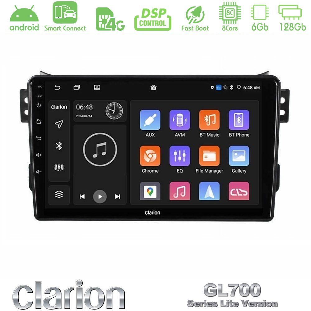 Clarion GL700 Lite Series 8Core Android ClarionOS 6+128GB Suzuki Splash & Opel Agila 2008-2014 Navigation Multimedia Tablet 9" Με Carplay & Android Auto