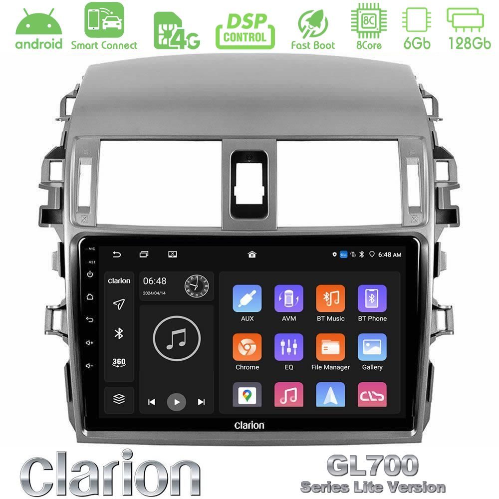 Clarion GL700 Lite Series 8Core Android ClarionOS 6+128GB Toyota Corolla 2008-2010 Navigation Multimedia Tablet 9" Με Carplay & Android Auto
