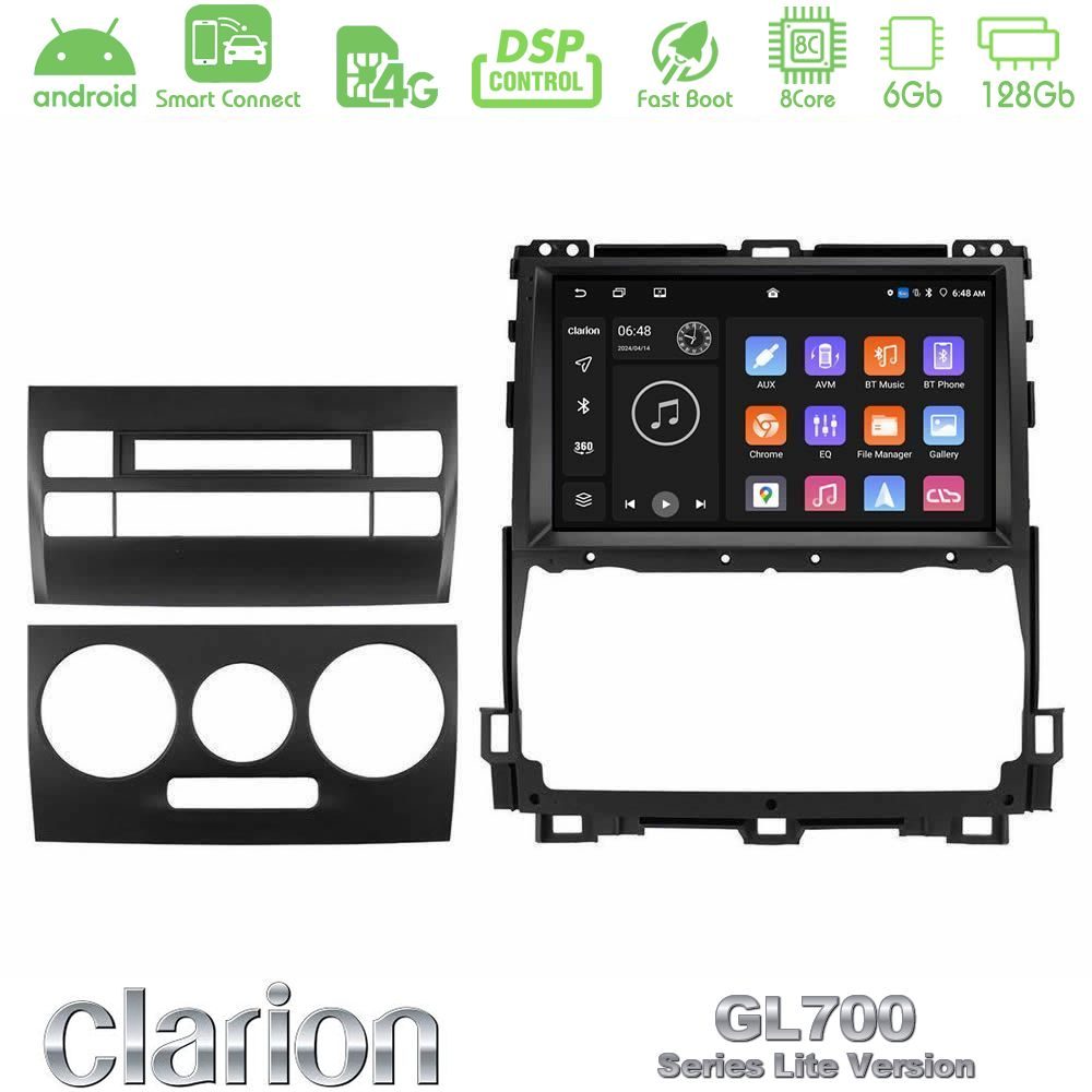 Clarion GL700 Lite Series 8Core Android ClarionOS 6+128GB Toyota Land Cruiser J120 2002-2009 Navigation Multimedia Tablet 9" Με Carplay & Android Auto