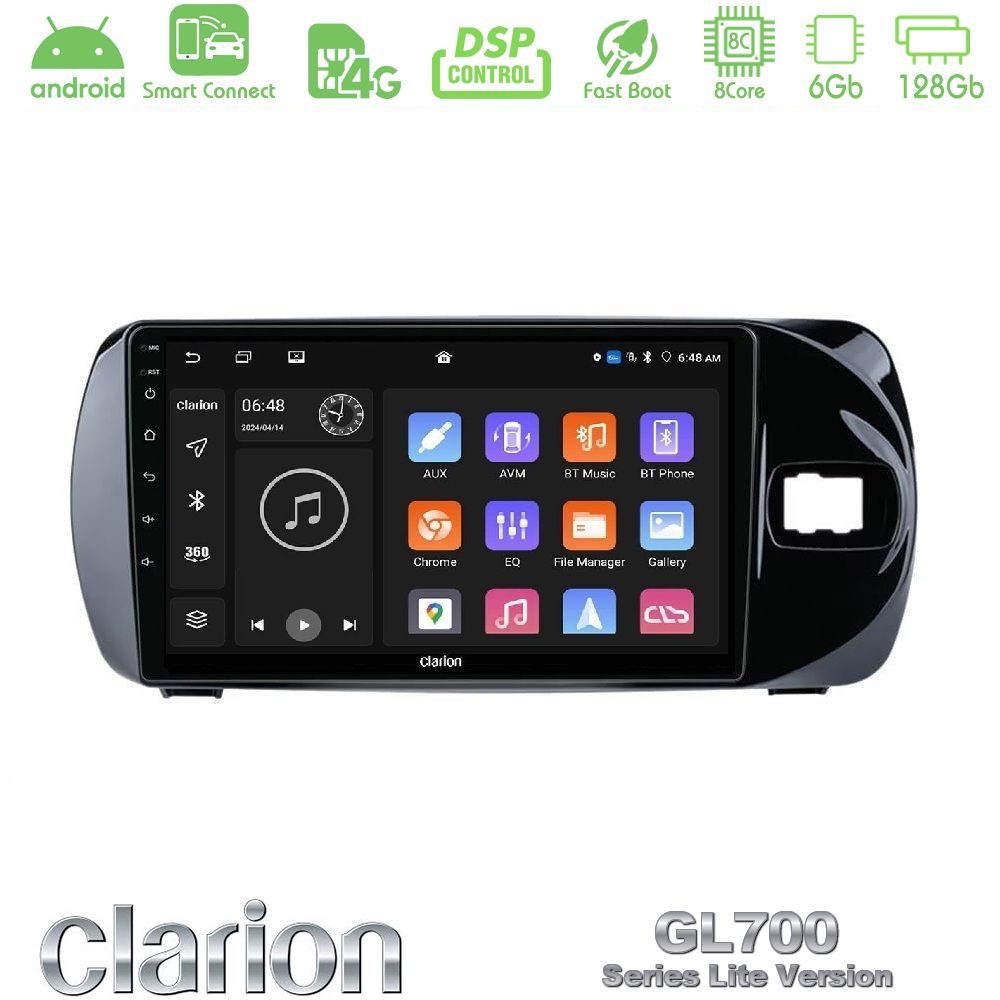 Clarion GL700 Lite Series 8Core Android ClarionOS 6+128GB Toyota Yaris (Vitz) 2015-2020 RHD Navigation Multimedia Tablet 9" Με Carplay & Android Auto