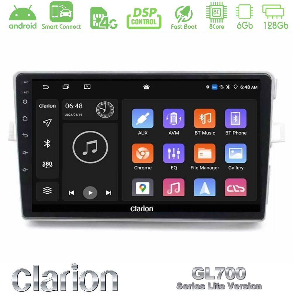 Clarion GL700 Lite Series 8Core Android ClarionOS 6+128GB Toyota Verso 2009-2018 Navigation Multimedia Tablet 9" Με Carplay & Android Auto