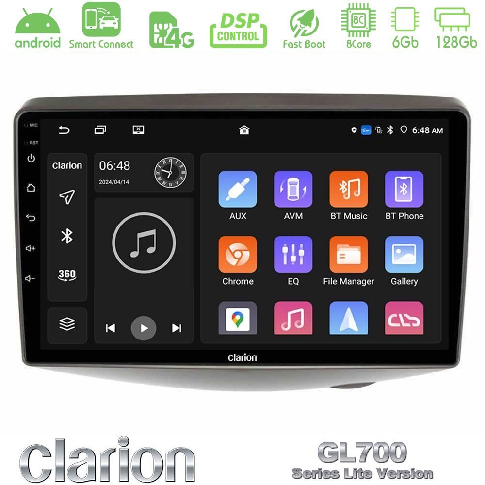 Clarion GL700 Lite Series 8Core Android ClarionOS 6+128GB Toyota Yaris 1999 - 2006 Navigation Multimedia Tablet 9" Με Carplay & Android Auto