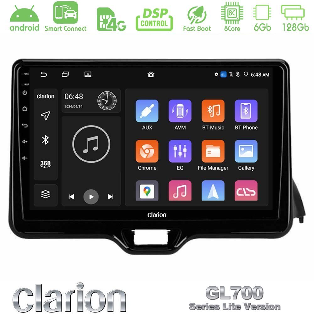 Clarion GL700 Lite Series 8Core Android ClarionOS 6+128GB Toyota Yaris 2020-> Navigation Multimedia Tablet 10" Με Carplay & Android Auto