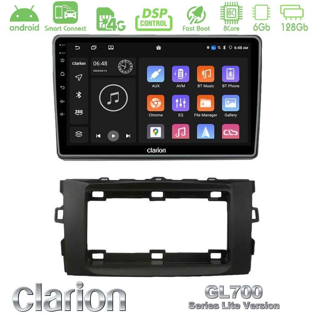 Clarion GL700 Lite Series 8Core Android ClarionOS 6+128GB Toyota Auris 2013-2016 Navigation Multimedia Tablet 10" Με Carplay & Android Auto