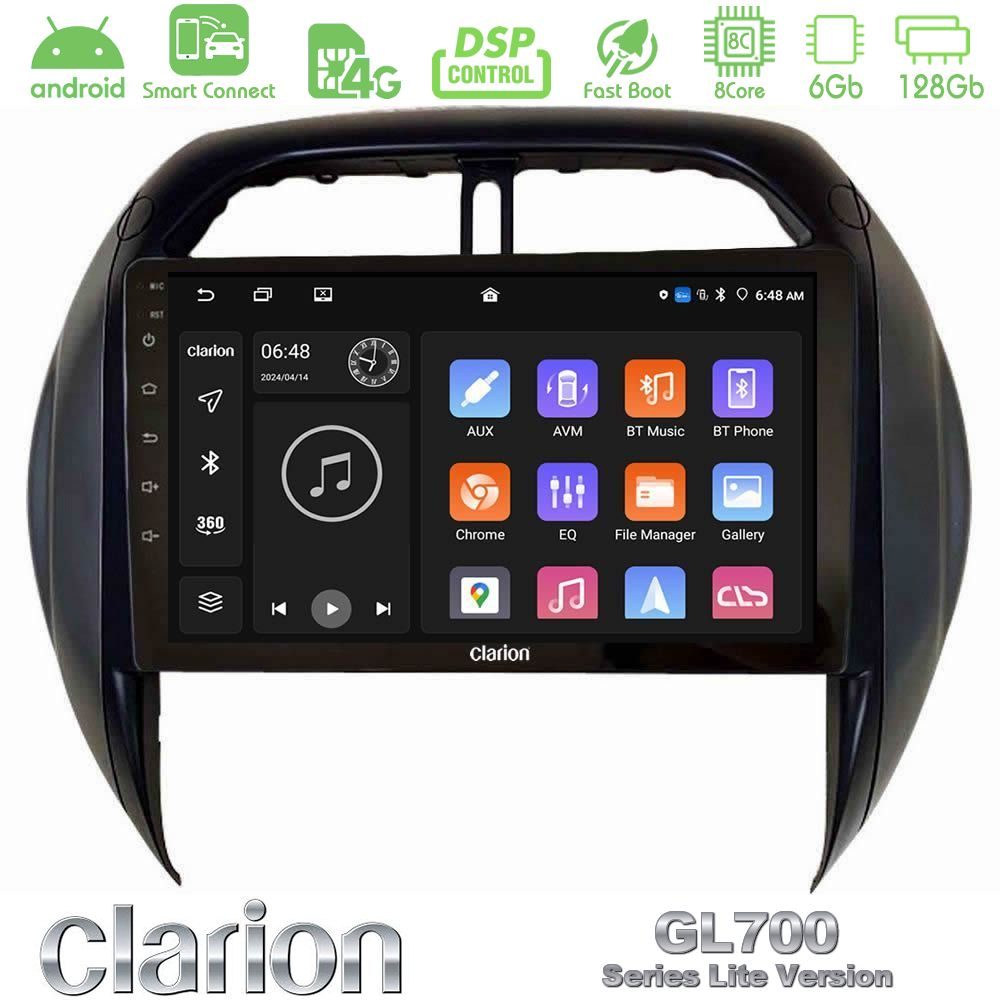 Clarion GL700 Lite Series 8Core Android ClarionOS 6+128GB Toyota RAV4 2001-2005 (Auto A/C) Navigation Multimedia Tablet 9" Με Carplay & Android Auto